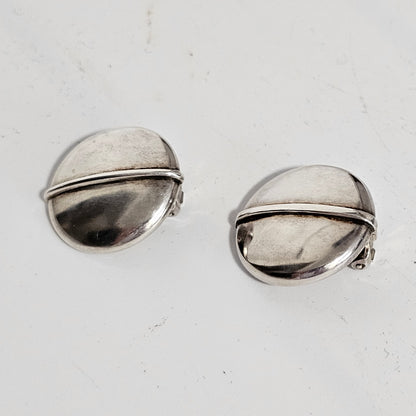 Vintage Georg Jensen Sterling Silver Button Clip On Earrings