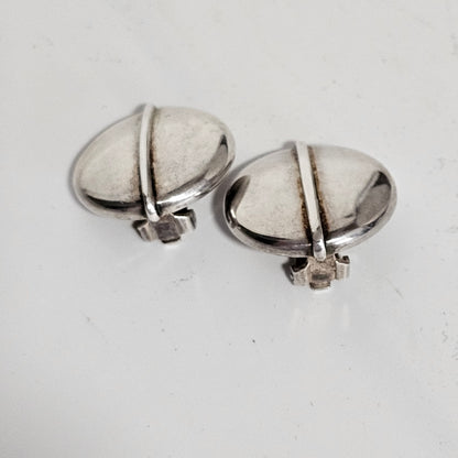 Vintage Georg Jensen Sterling Silver Button Clip On Earrings