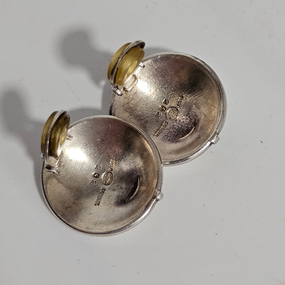 Vintage Georg Jensen Sterling Silver Button Clip On Earrings