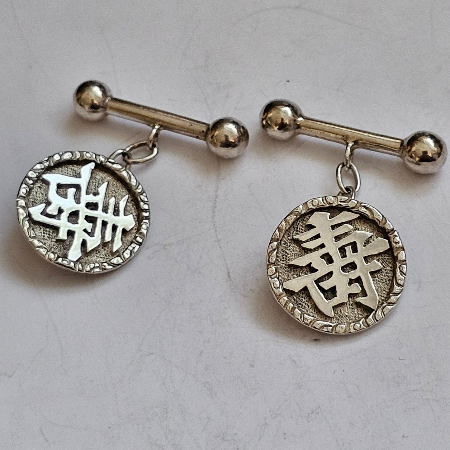 Delightful Antique Chinese Silver Cufflinks Wang Hing