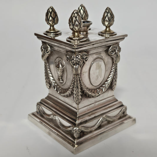Impressive Large Victorian Silver Plated Table Desk Lighter Barnard Brothers