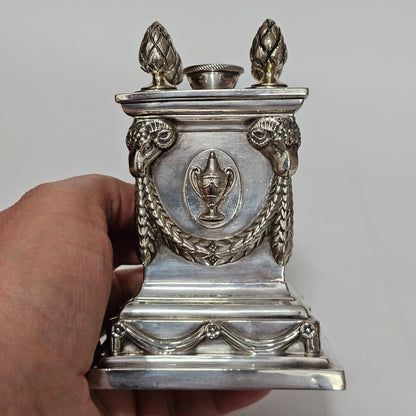 Impressive Large Victorian Silver Plated Table Desk Lighter Barnard Brothers