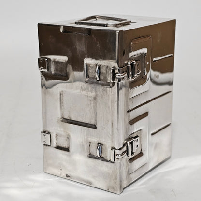 Very Fine and Unusual Silver Casket Modelled as a Coffer for Cigarettes c1941