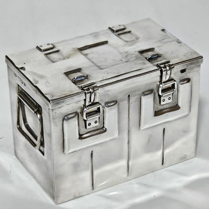 Very Fine and Unusual Silver Casket Modelled as a Coffer for Cigarettes c1941