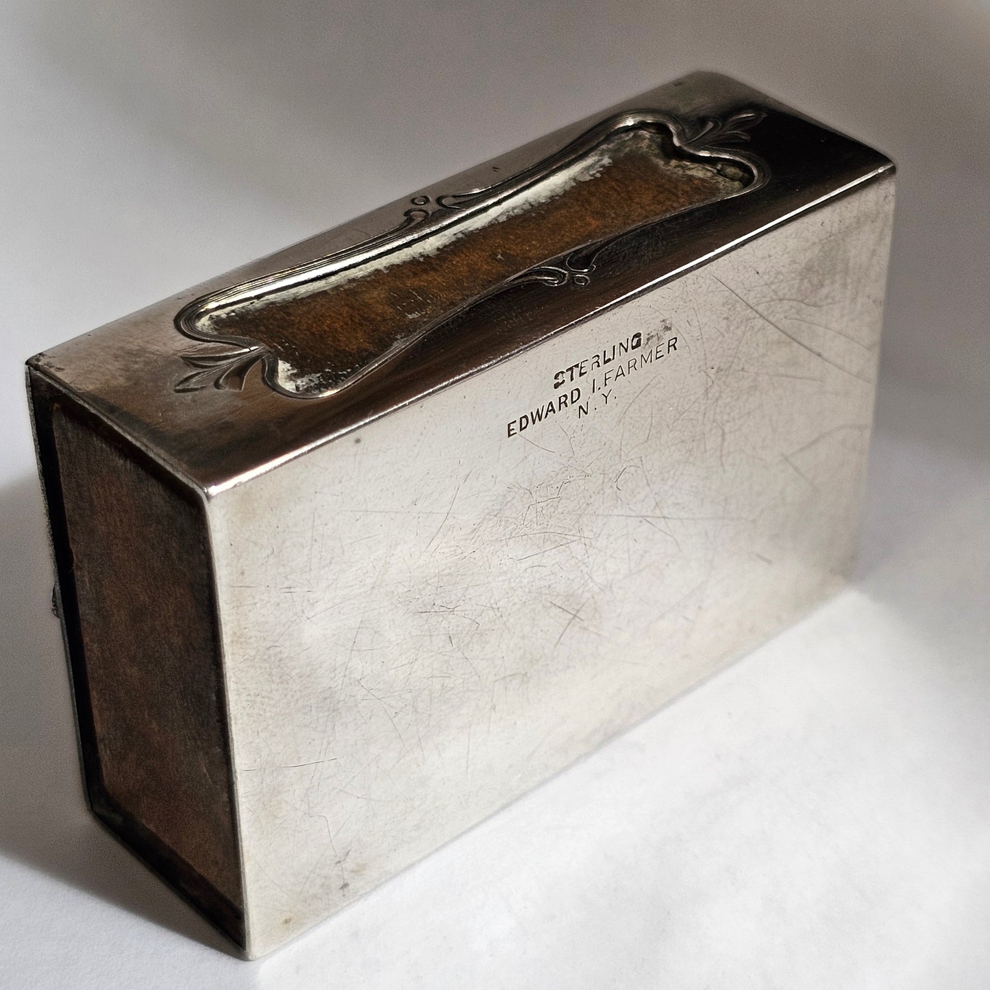 Fabulous Stg Silver & Enamelled Plaque Matchbox Holder - Edward I. Farmer, New York.