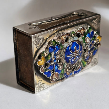 Fabulous Stg Silver & Enamelled Plaque Matchbox Holder - Edward I. Farmer, New York.