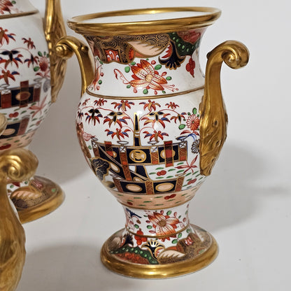 A Stunning 5-Piece Suite/Garniture Of Spode 967 Pattern Amphora Vases