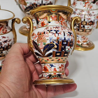 A Stunning 5-Piece Suite/Garniture Of Spode 967 Pattern Amphora Vases