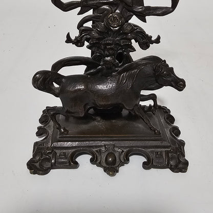 Antique Pair of Mid 19th Century Ornate Bronze Desktop Letter Holder Rack Stands