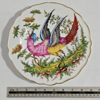 19thc Porcelain Plate Chelsea-Gold Anchor, Bird Pattern