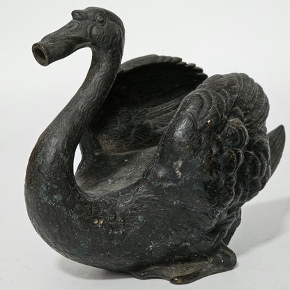 Rare Pair of 19th‑Century Bronze Swan Fountain Spouts