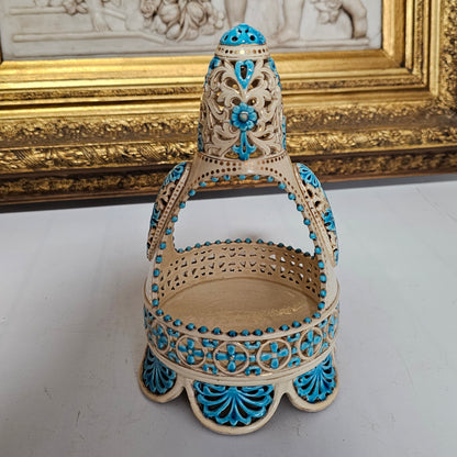 A Rare Reticulated Hungarian Zsolnay Pecs Pottery Basket C1885-1887