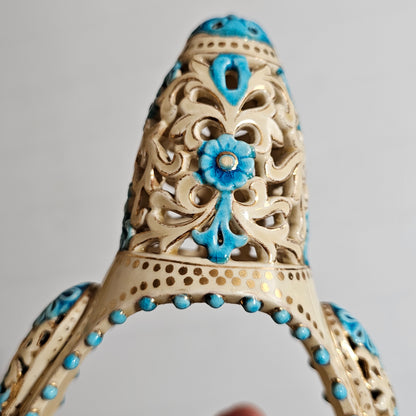 A Rare Reticulated Hungarian Zsolnay Pecs Pottery Basket C1885-1887