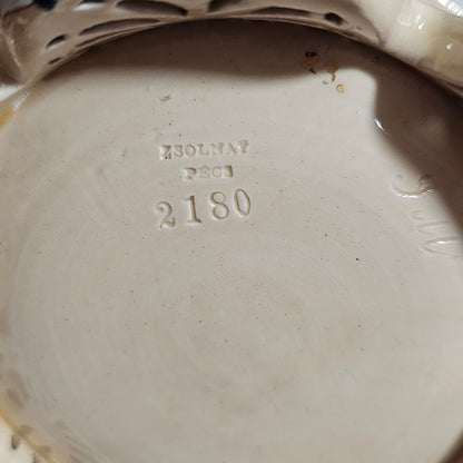A Rare Reticulated Hungarian Zsolnay Pecs Pottery Basket C1885-1887