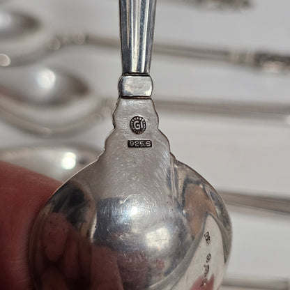 Exquisite Set of 6 x Georg Jensen Antique Acorn Pattern Silver Grapefruit Spoons