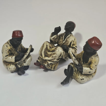 Cold-Painted Bronze Figurines – Arabian Scholars & Teacher Trio (Stamped “B” for Franz Bergman)