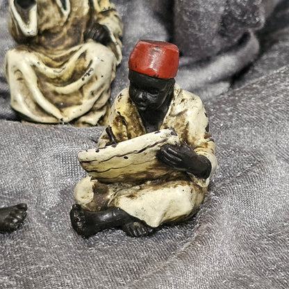 Cold-Painted Bronze Figurines – Arabian Scholars & Teacher Trio (Stamped “B” for Franz Bergman)