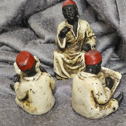 Cold-Painted Bronze Figurines – Arabian Scholars & Teacher Trio (Stamped “B” for Franz Bergman)
