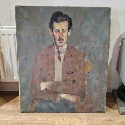 Kathryn Kynoch R.G.I (Scottish b1942 - 2025) - 102cm. portrait of a man with arms folded