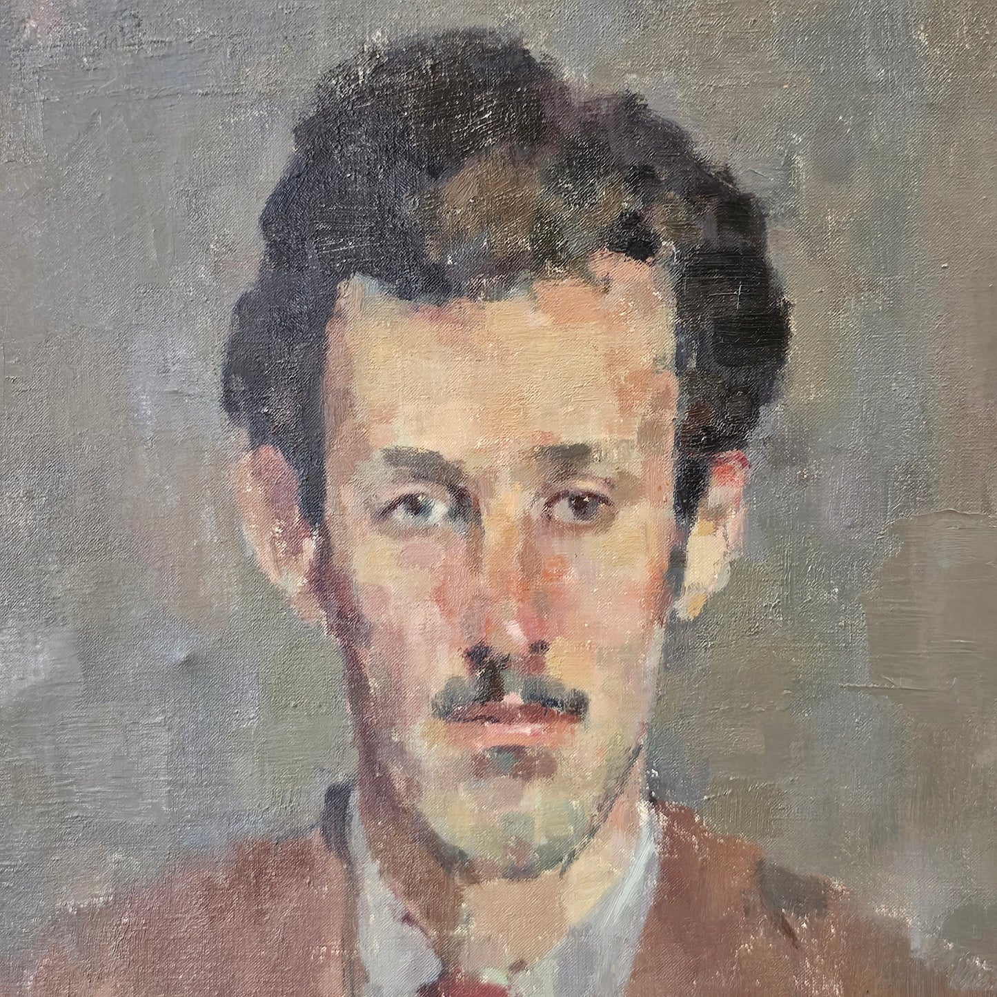 Kathryn Kynoch R.G.I (Scottish b1942 - 2025) - 102cm. portrait of a man with arms folded
