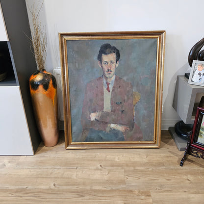Kathryn Kynoch R.G.I (Scottish b1942 - 2025) - 102cm. portrait of a man with arms folded