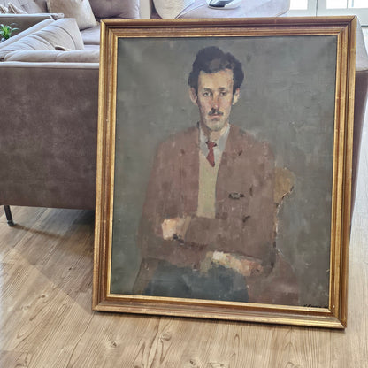 Kathryn Kynoch R.G.I (Scottish b1942 - 2025) - 102cm. portrait of a man with arms folded