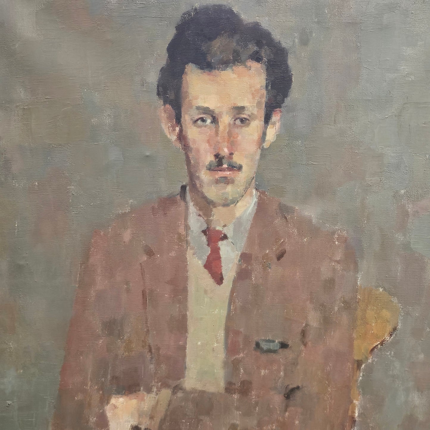 Kathryn Kynoch R.G.I (Scottish b1942 - 2025) - 102cm. portrait of a man with arms folded