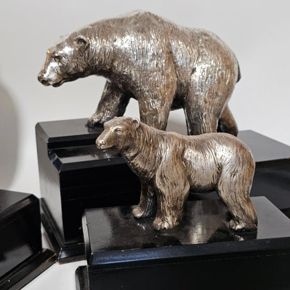 Superb Vintage Trio of Silver Polar Bears, Mother & Two Cubs - Lee Sherman Antiques