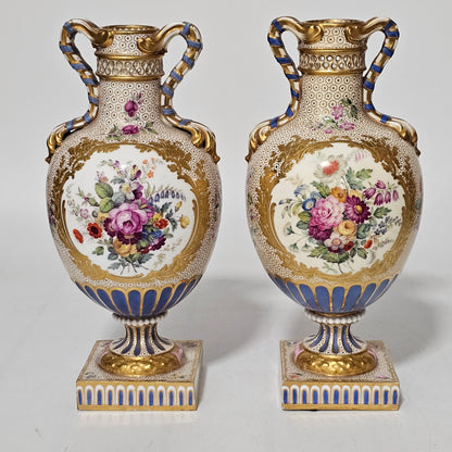 Stunning Pair Of Regency Derby Style Hand-painted Porcelain Vases, C.1810–1825 - Lee Sherman Antiques