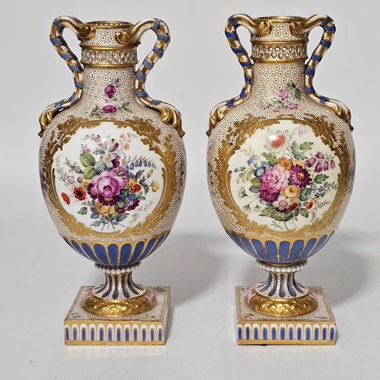 Stunning Pair Of Regency Derby Style Hand-painted Porcelain Vases, C.1810–1825 - Lee Sherman Antiques