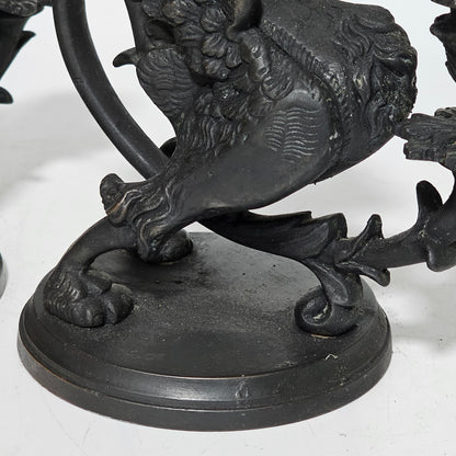 Fine Quality Heavy Bronze Griffin Chambersticks Late 19th/early 20thc - Lee Sherman Antiques