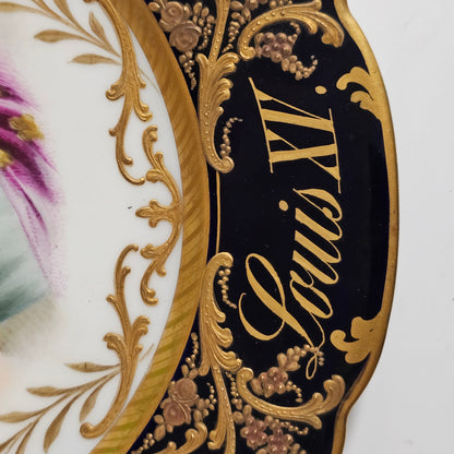 Exceptional Quality Pair Of Sevres Hand Painted French 19th Century Portrait Plates Of Louis XV & Mdme. Lukinska