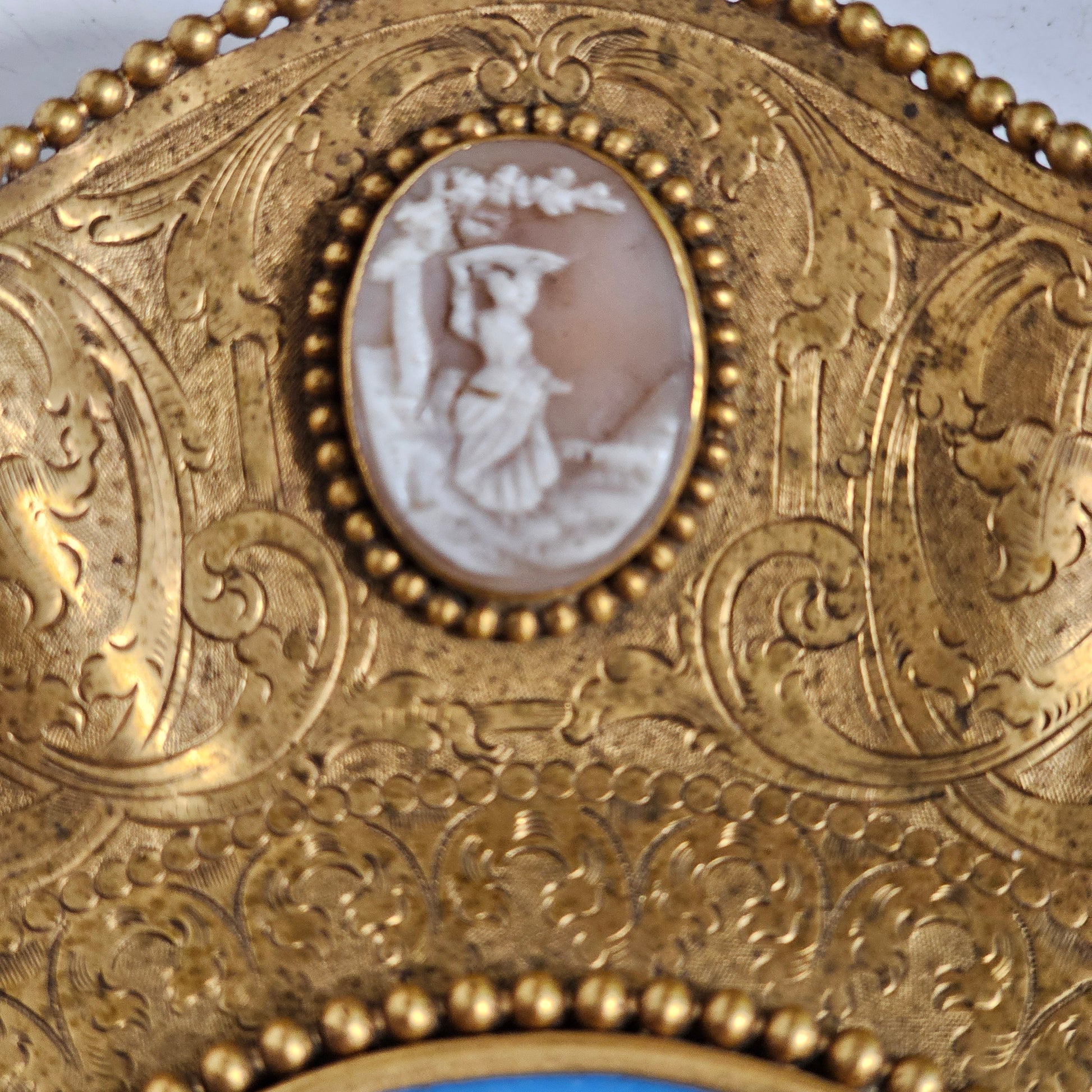 Striking 19thc Sevres Mounted Gilt Brass Dish Surrounded by Antique Cameos - Lee Sherman Antiques