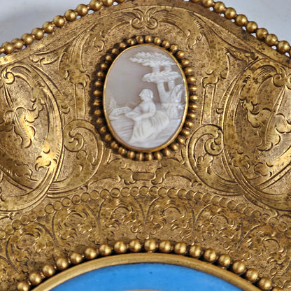 Striking 19thc Sevres Mounted Gilt Brass Dish Surrounded by Antique Cameos - Lee Sherman Antiques