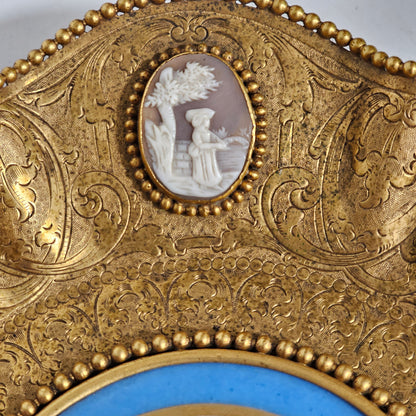 Striking 19thc Sevres Mounted Gilt Brass Dish Surrounded by Antique Cameos - Lee Sherman Antiques