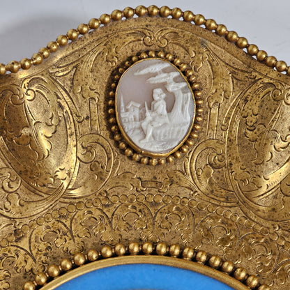 Striking 19thc Sevres Mounted Gilt Brass Dish Surrounded by Antique Cameos - Lee Sherman Antiques