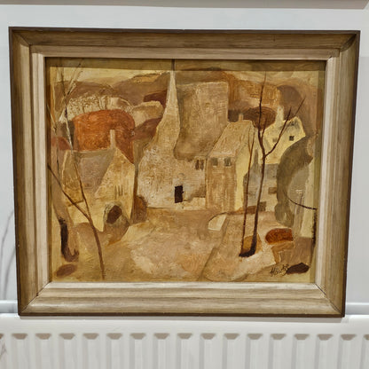 Marjorie Hawkes Oil On Board (british, Mid 20th Century) – A Cotswold Village - Lee Sherman Antiques