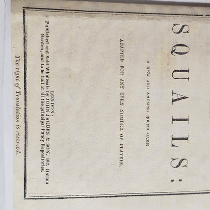 An Unusual Table Game of Squails by Jaques