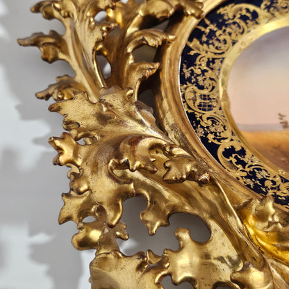 Fabulous 19th Century Vienna Signed Porcelain Plate “Ruth” in a Magnificent 54cm Florentine Frame