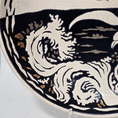 A Large Longwy Primavera art deco charger decorated with seagulls