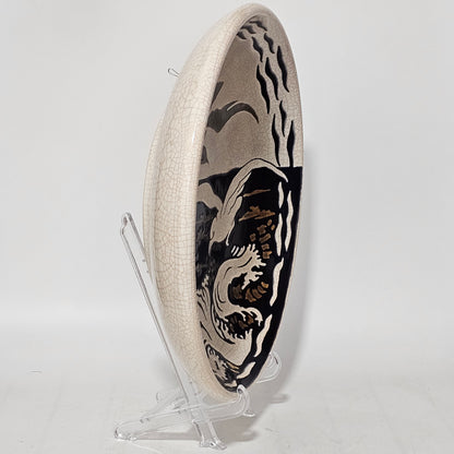 A Large Longwy Primavera art deco charger decorated with seagulls