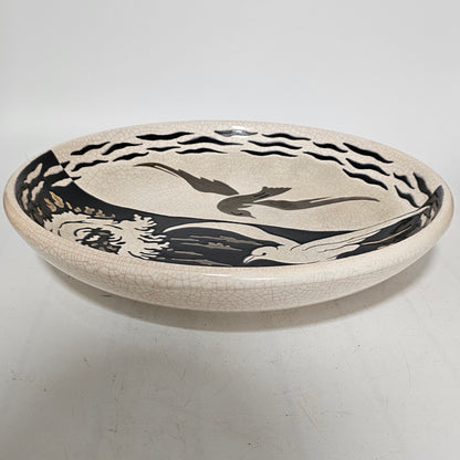 A Large Longwy Primavera art deco charger decorated with seagulls