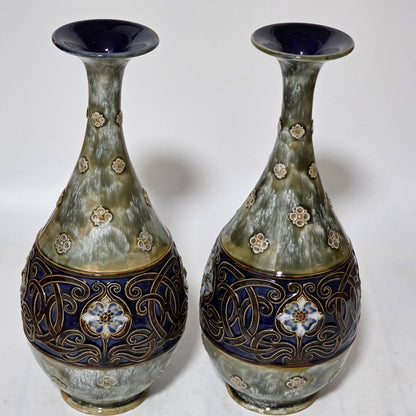 A Large Pair Of Royal Doulton Stoneware Art Nouveau Vases No.6114 by MB c.1905