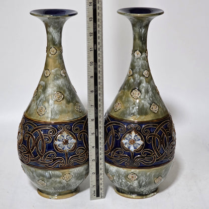 A Large Pair Of Royal Doulton Stoneware Art Nouveau Vases No.6114 by MB c.1905