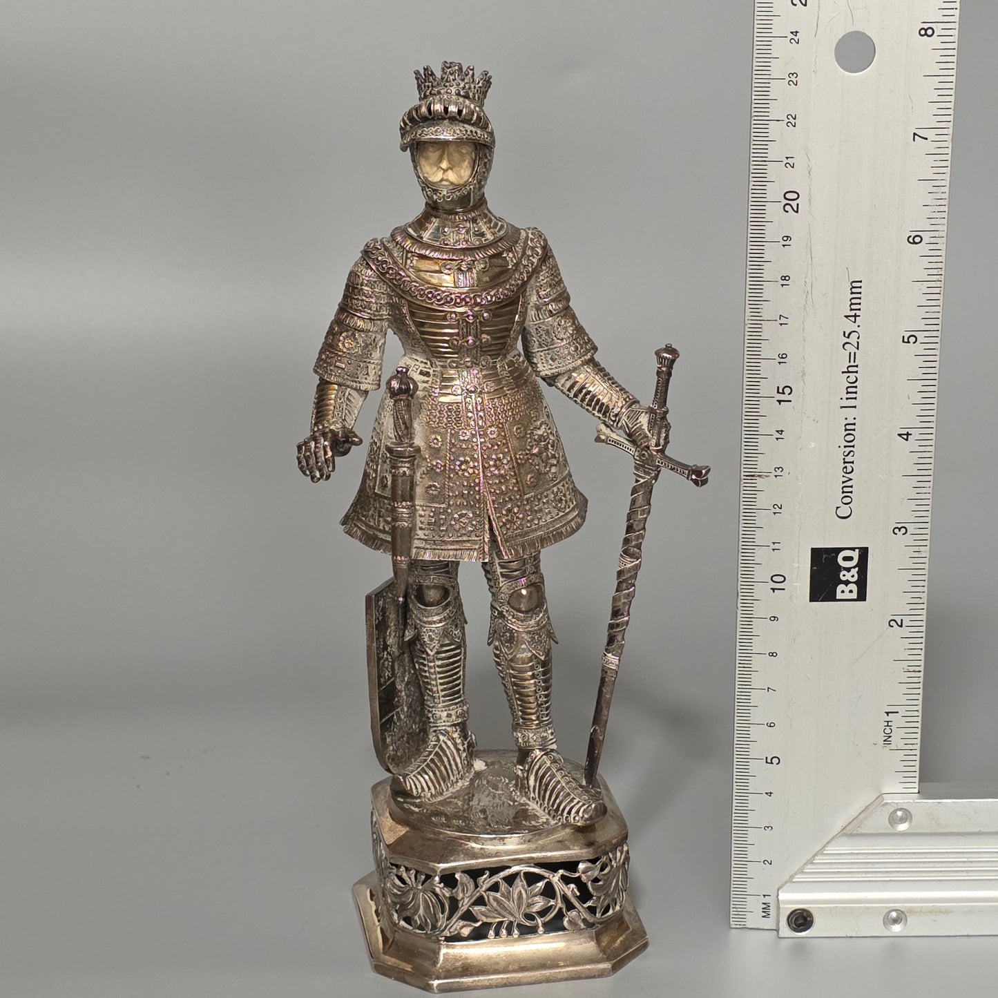 Fine And Highly Decorative German Silver Knight Figure – Hanau, C.1924
