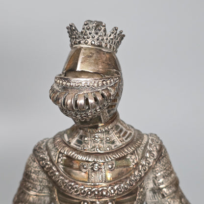 Fine And Highly Decorative German Silver Knight Figure – Hanau, C.1924