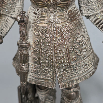 Fine And Highly Decorative German Silver Knight Figure – Hanau, C.1924
