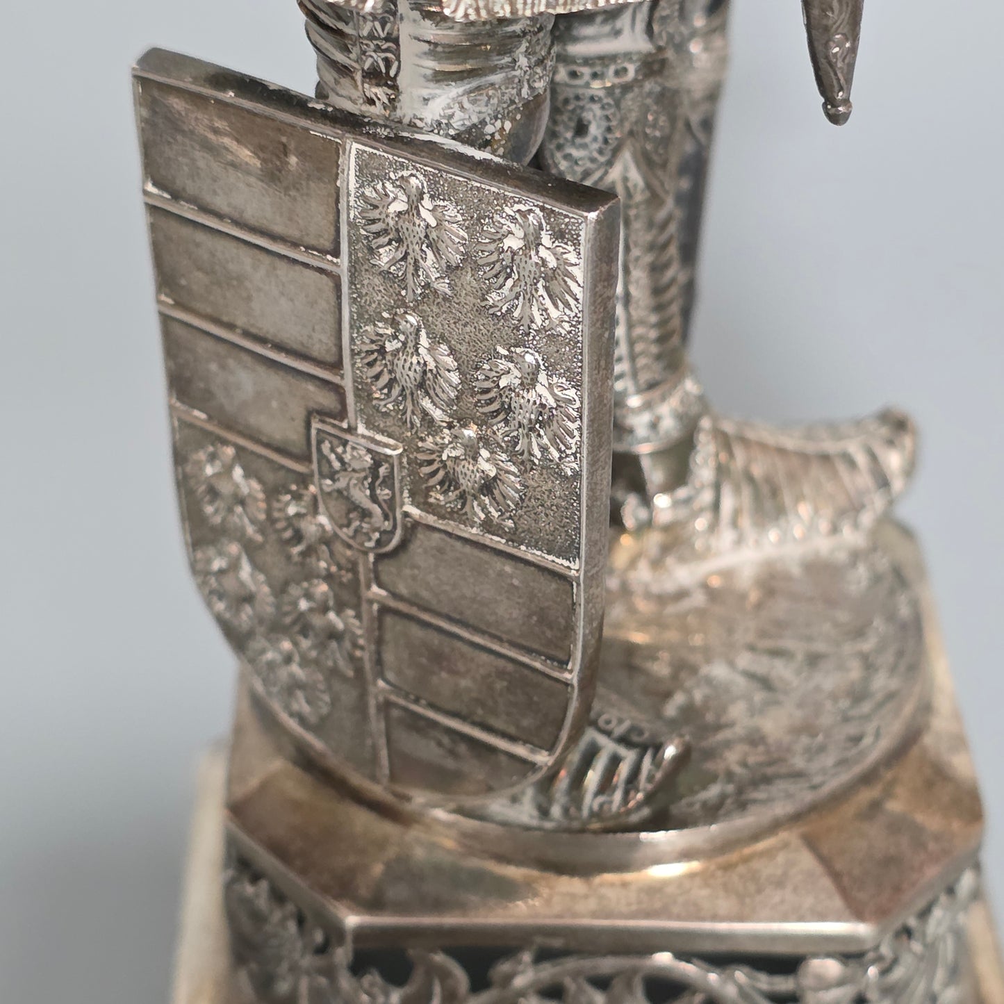 Fine And Highly Decorative German Silver Knight Figure – Hanau, C.1924