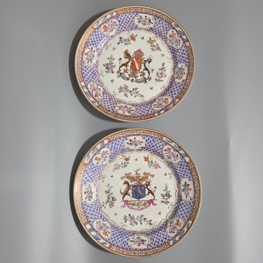 Attractive Pair Of 19thc Samson Armourial Plates