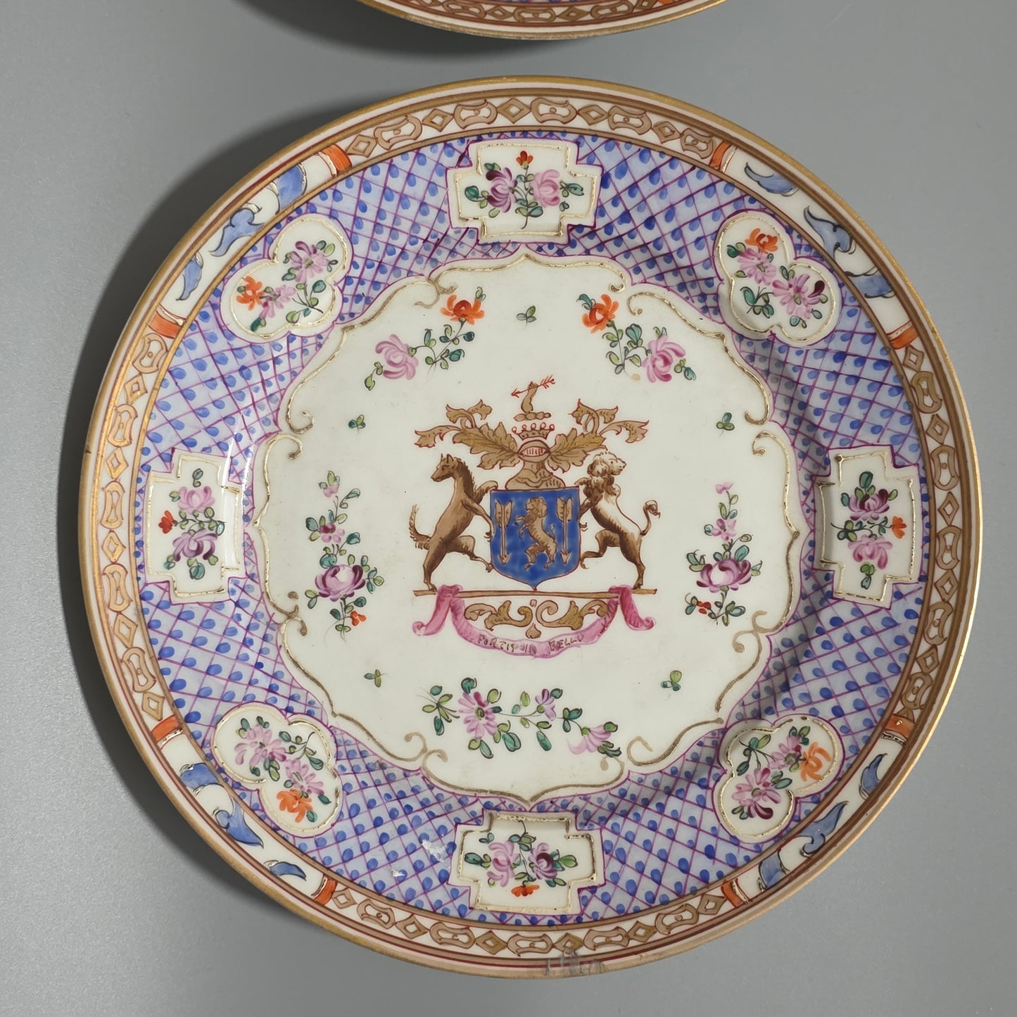 Attractive Pair Of 19thc Samson Armourial Plates